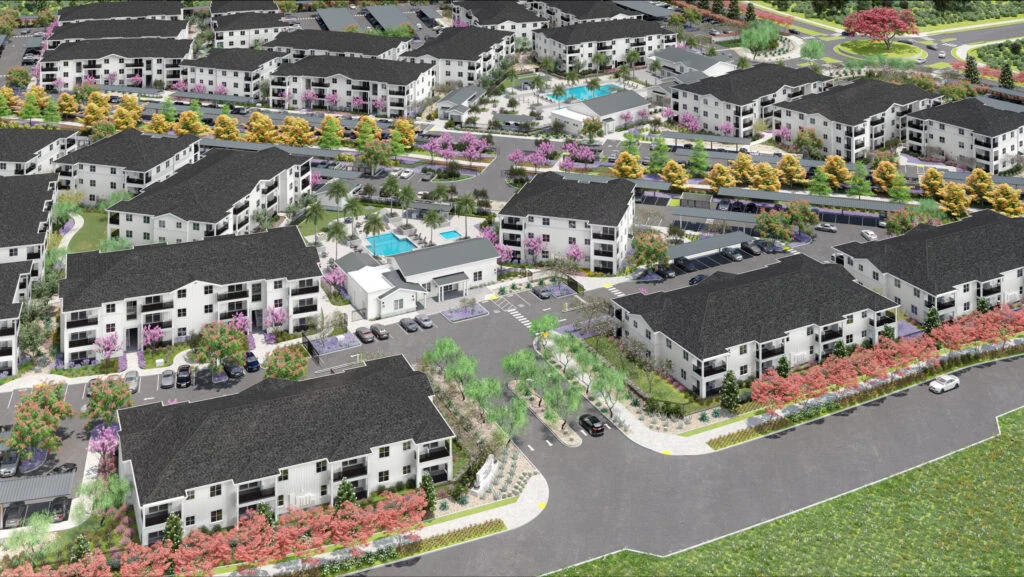 7. Park Center North Phase II Looking South to Phase I Showing Amenity Areas and Bike Path scaled 2